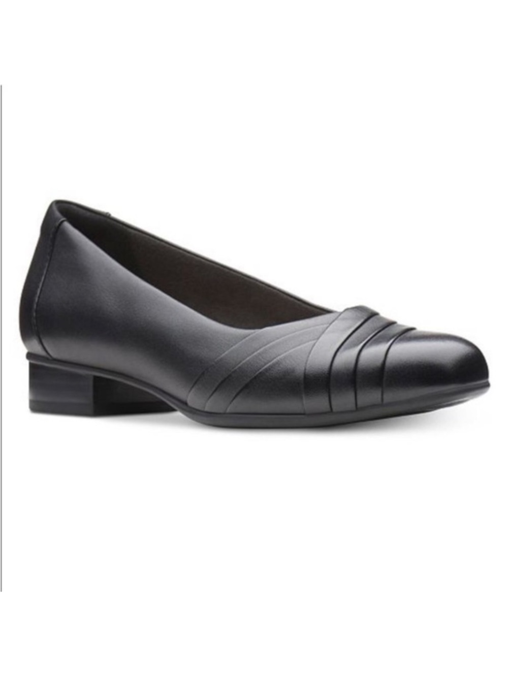 Clarks Juliet Petra Leather Slip-On Back Pumps Block Heels 7.5 Wide